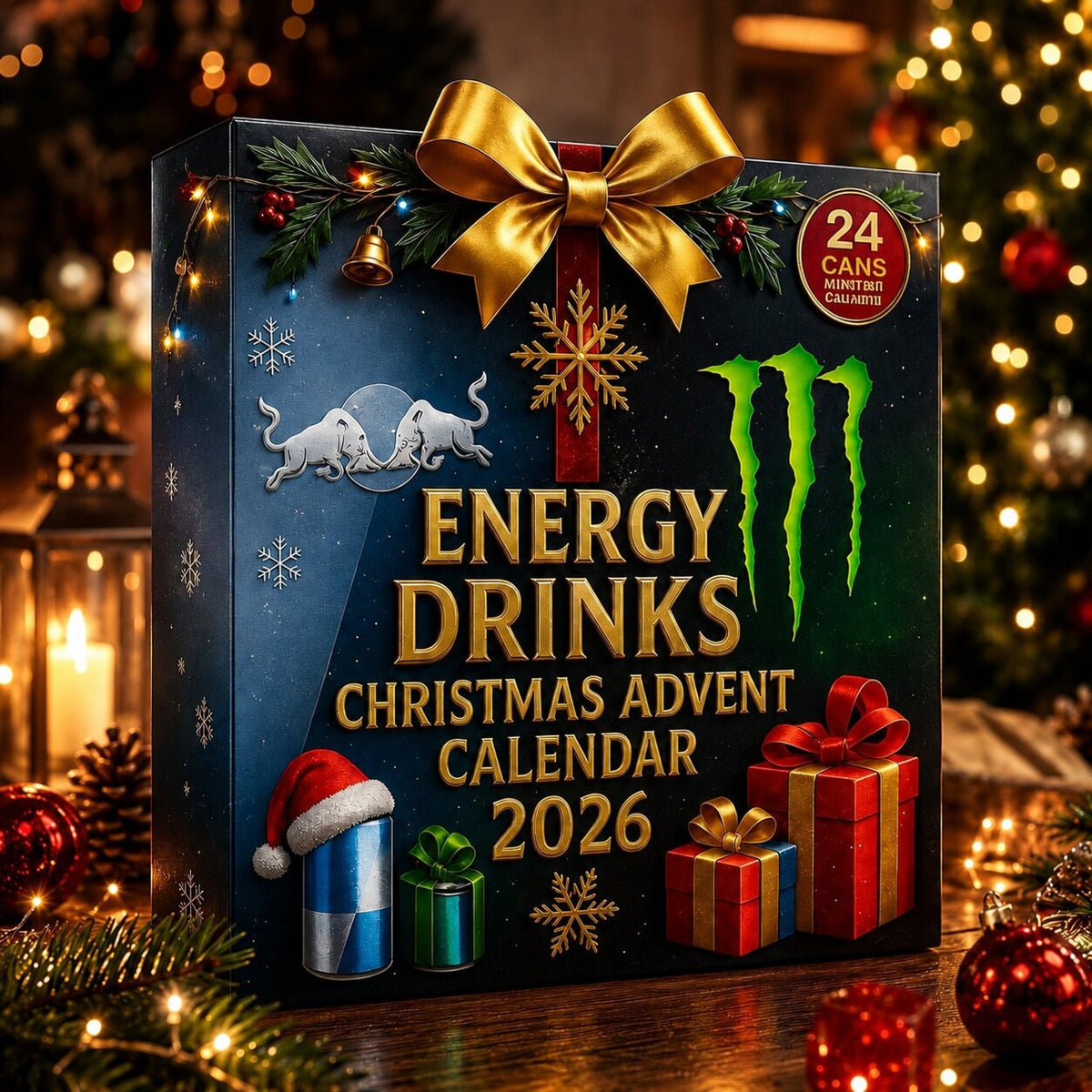 Calendario dell'avvento energy drink 24 giorni conto alla rovescia natalizio