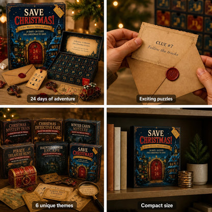 Calendario dell'avvento con enigmi escape room da 24 giorni (6 temi)