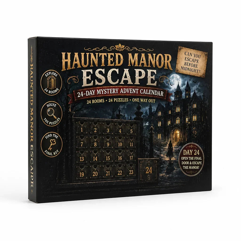 Calendario dell'avvento con enigmi escape room da 24 giorni (6 temi)
