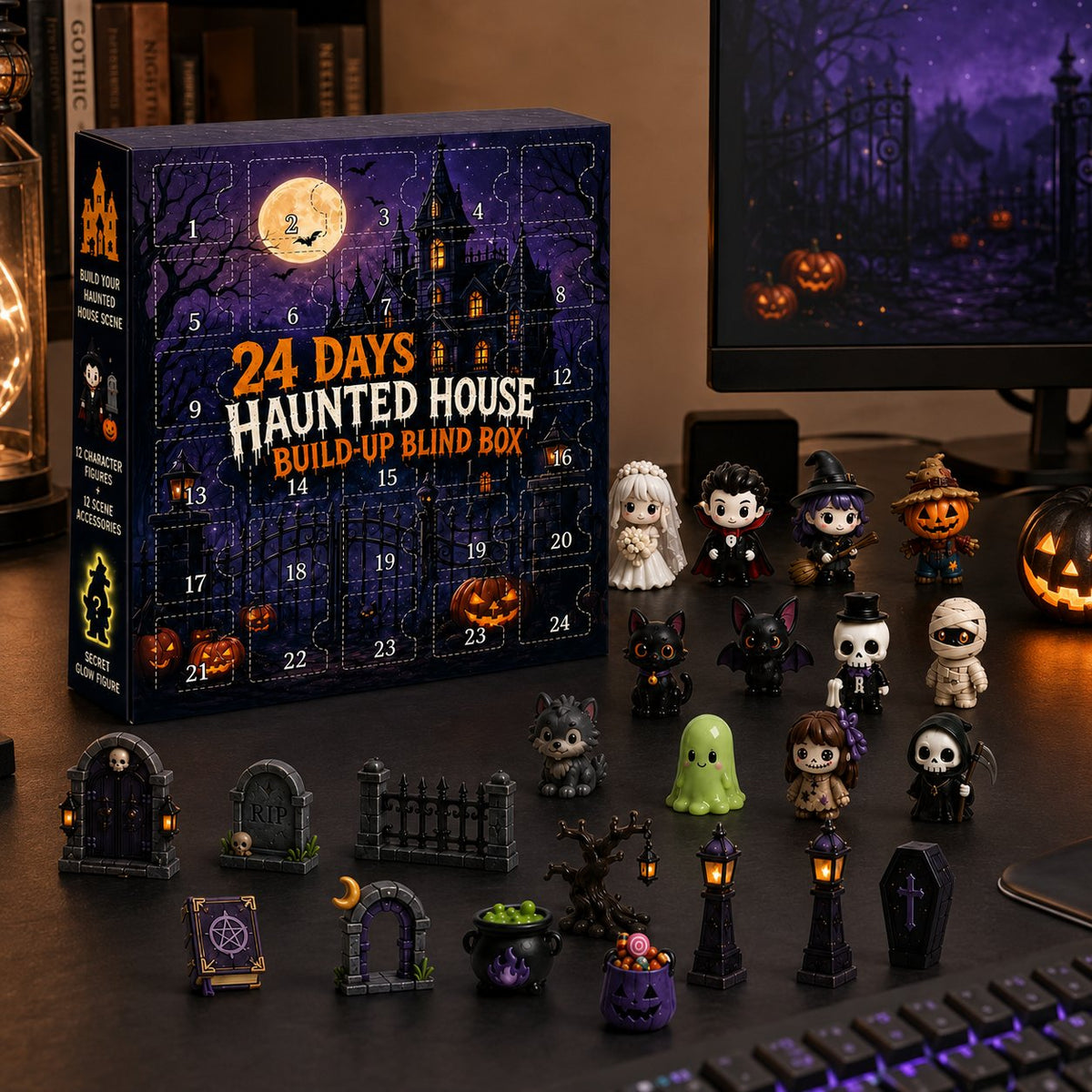 Calendario dell'avvento di Halloween con 24 sorprese a tema
