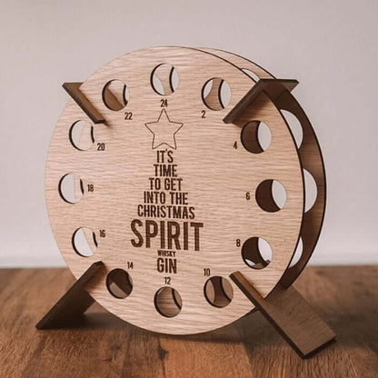 Calendario dell'Avvento in Legno a Forma di Albero di Natale | Porta Birre e Bottiglie di Vino | Betulla Riutilizzabile