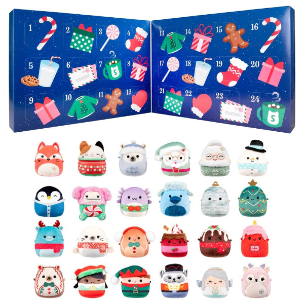 Calendario dell'avvento in peluche con 24 mini pupazzi natalizi, sorpresa quotidiana da 6,5 cm per bambini e collezionis