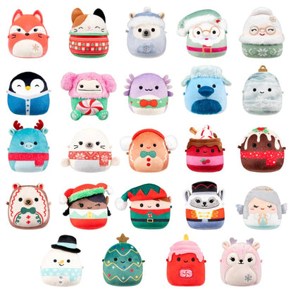 Calendario dell'avvento in peluche con 24 mini pupazzi natalizi, sorpresa quotidiana da 6,5 cm per bambini e collezionis