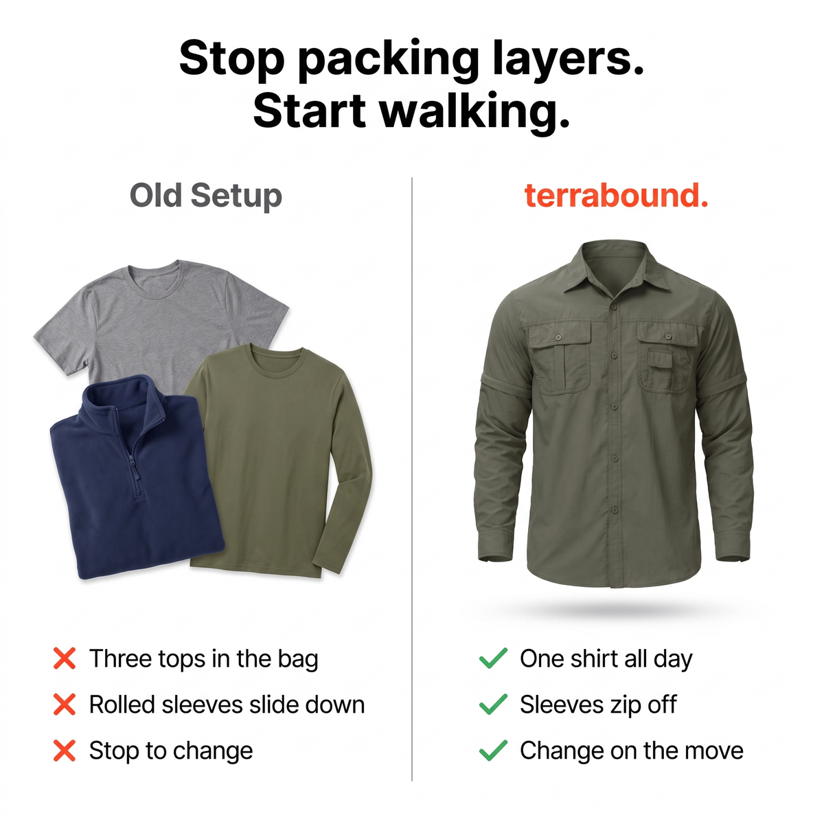 Camicia da trekking da uomo con maniche staccabili