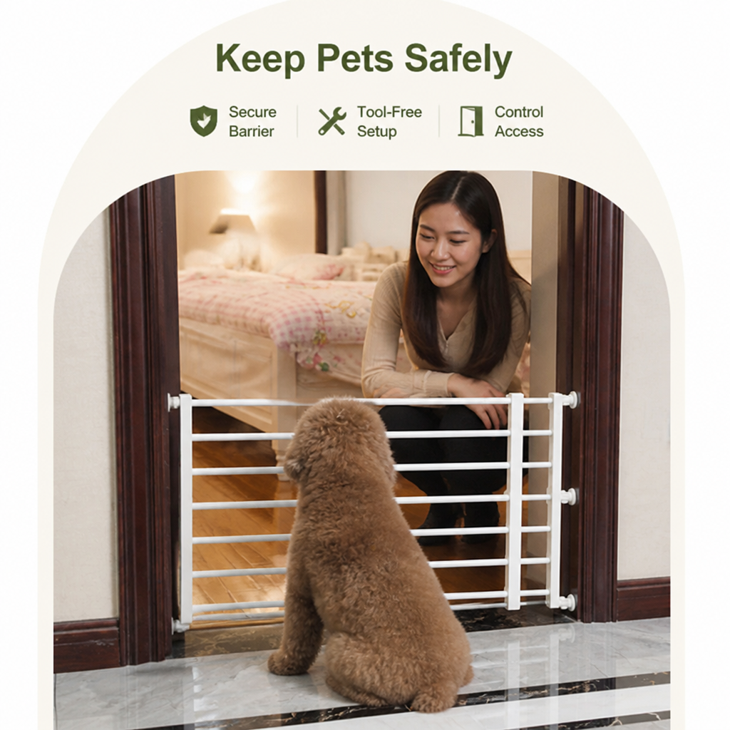 Cancelletto per animali domestici regolabile, senza attrezzi per interni