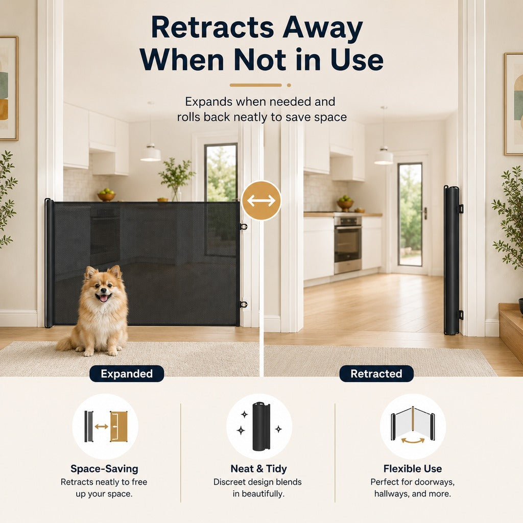 Cancelletto retrattile per animali domestici senza foratura per porte, cucine e scale