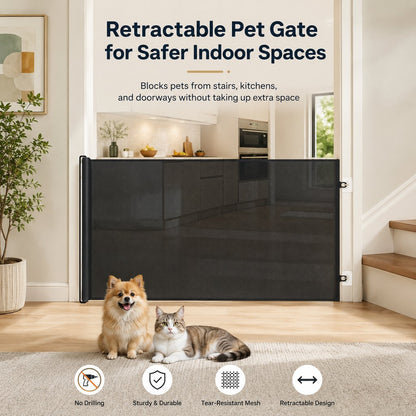 Cancelletto retrattile per animali domestici senza foratura per porte, cucine e scale