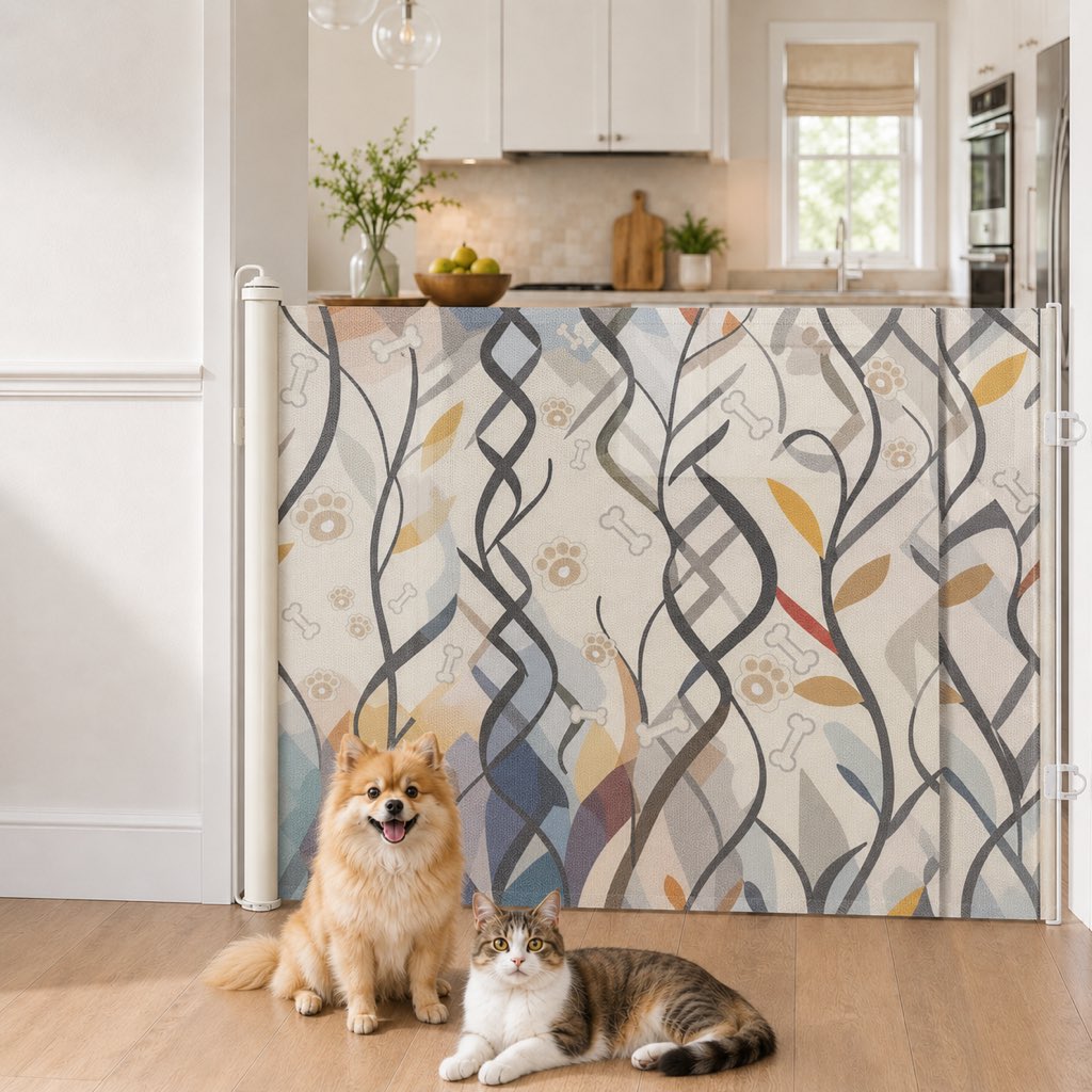 Cancelletto retrattile per animali domestici senza foratura per porte, cucine e scale