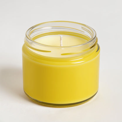 Rassivo Lemongrass Soy Candle — barattolo giallo brillante dal design minimalista
