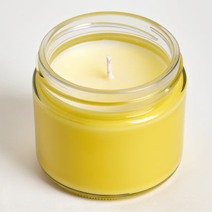 Rassivo Lemongrass Soy Candle — barattolo giallo brillante dal design minimalista