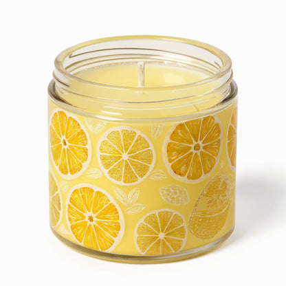 Candela di soia Citrus Zest Rassivo in vasetto di vetro giallo