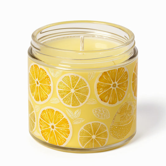 Candela di soia Citrus Zest Rassivo in vasetto di vetro giallo