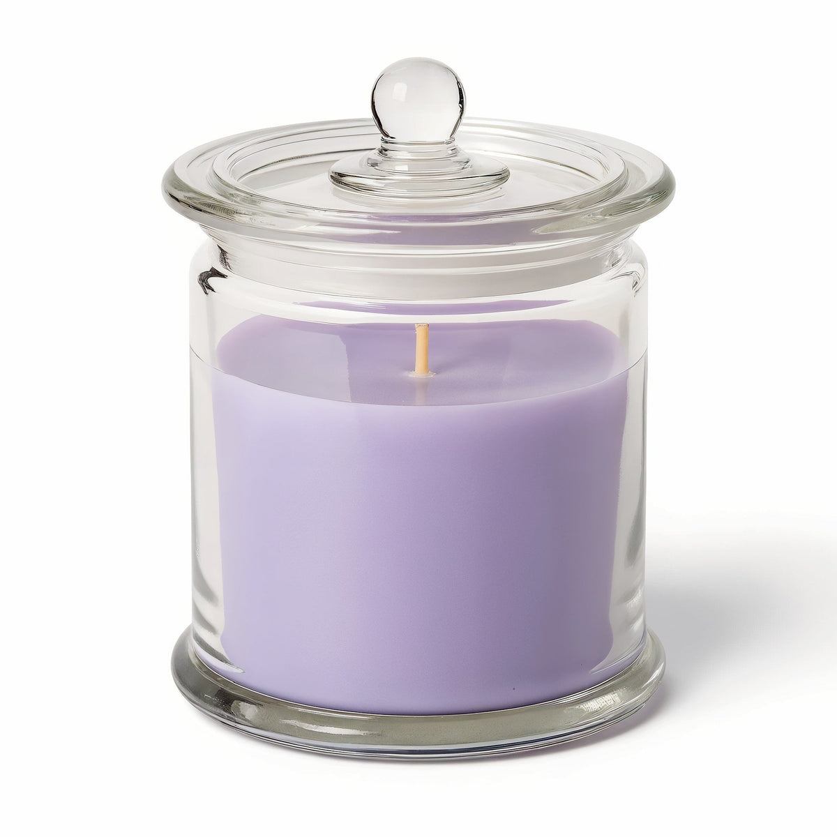 Candela di soia Lavender Fields Rassivo in vasetto di vetro trasparente
