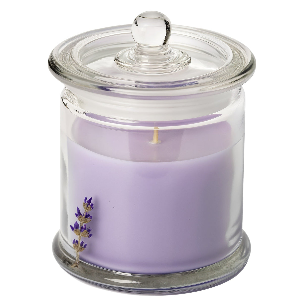 Candela di soia Lavender Fields Rassivo in vasetto di vetro trasparente