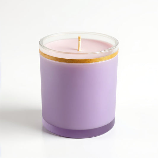 Candela di soia Lavender Fields in vaso di vetro opaco