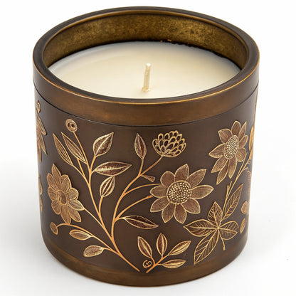 Candela di soia Patchouli Dream in barattolo bronzo