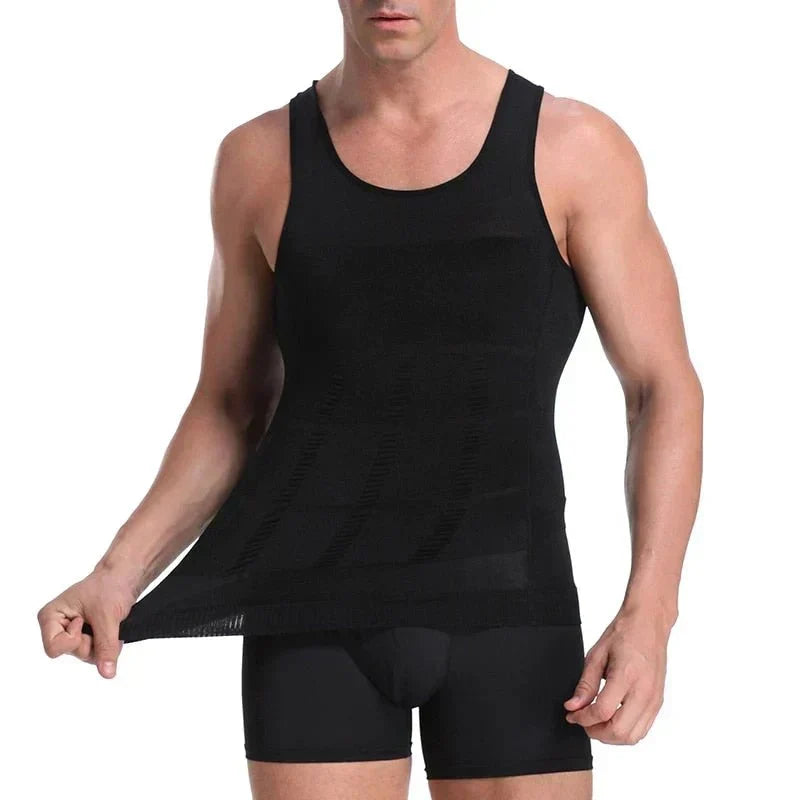 Canotta compressiva da uomo – Massimo – Modella petto e pancia, invisibile sotto le camicie, S–3XL