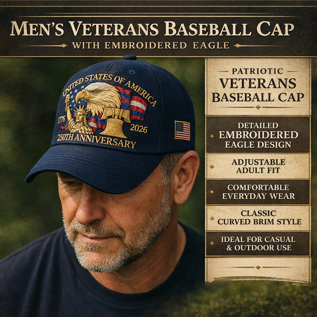 Cappellino da Baseball Veterani con Aquila Ricamata da Uomo