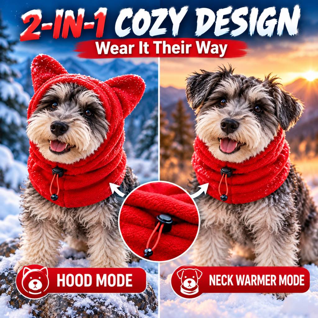 Cappuccio invernale in pile per cani e gatti – copri orecchie e collo caldi per passeggiate al freddo