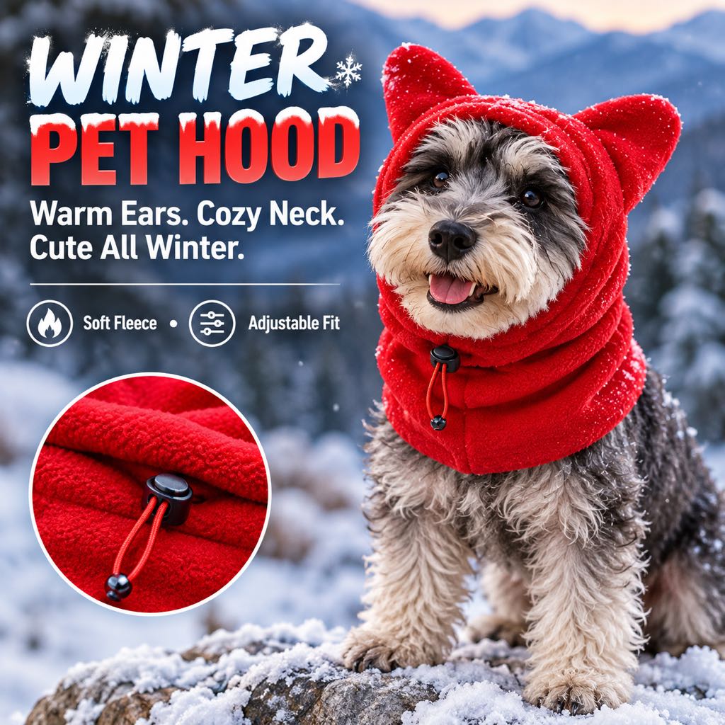 Cappuccio invernale in pile per cani e gatti – copri orecchie e collo caldi per passeggiate al freddo