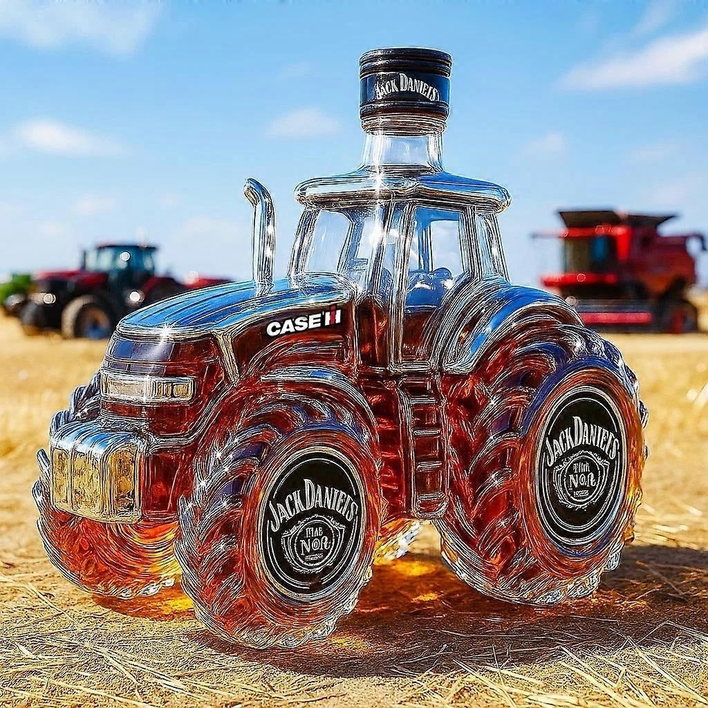 Caraffa per whisky 300 ml con design tridimensionale trattore – Set elegante per whisky, bottiglia in vetro per alcolici