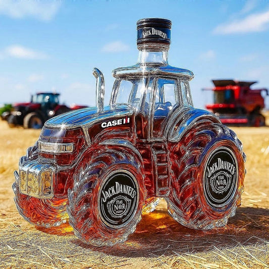 Caraffa per whisky 300 ml con design tridimensionale trattore – Set elegante per whisky, bottiglia in vetro per alcolici