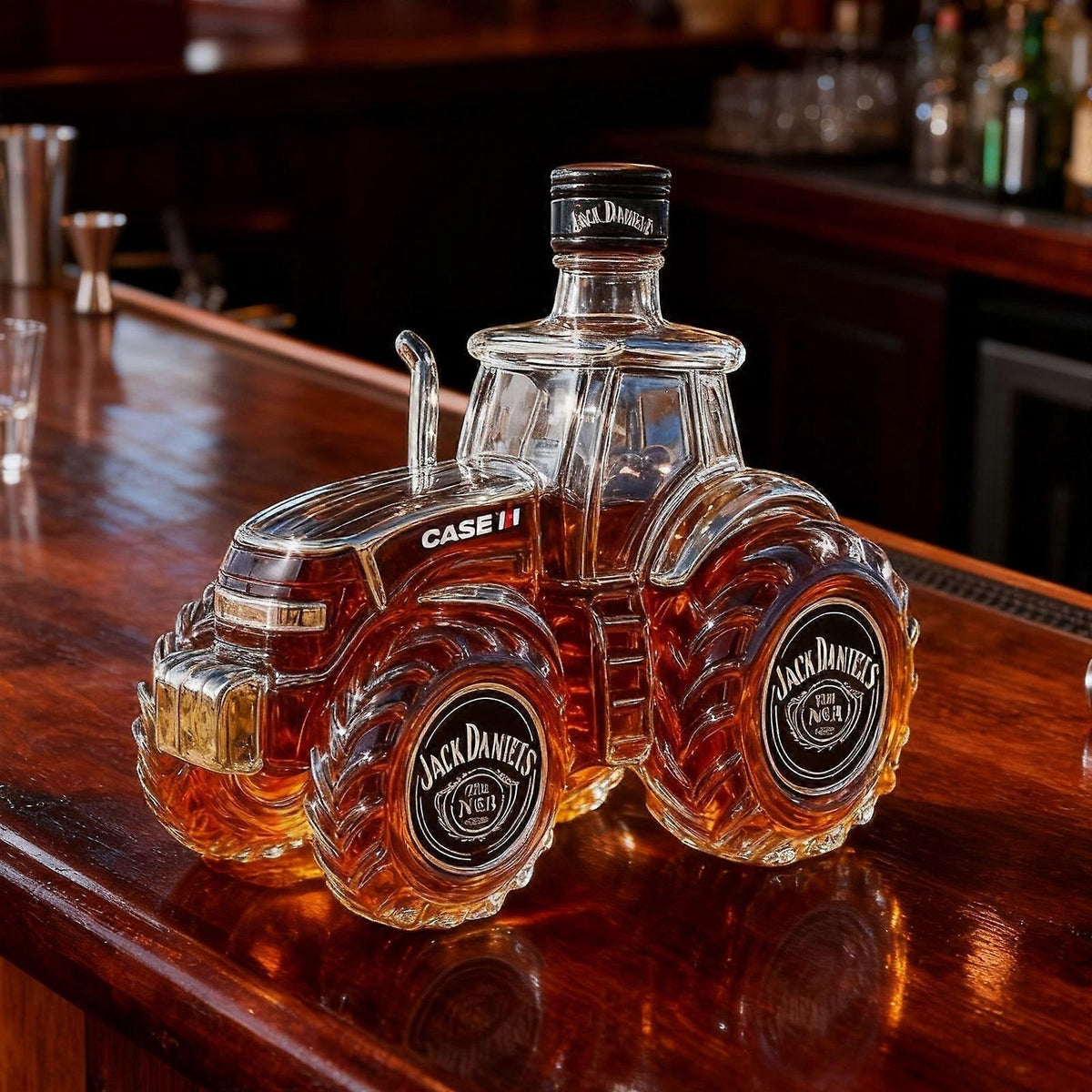 Caraffa per whisky 300 ml con design tridimensionale trattore – Set elegante per whisky, bottiglia in vetro per alcolici