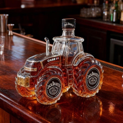 Caraffa per whisky 300 ml con design tridimensionale trattore – Set elegante per whisky, bottiglia in vetro per alcolici