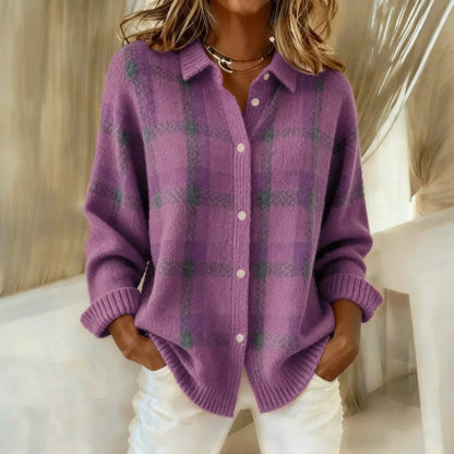 Cardigan oversize casual da donna con maniche lunghe e bottoni