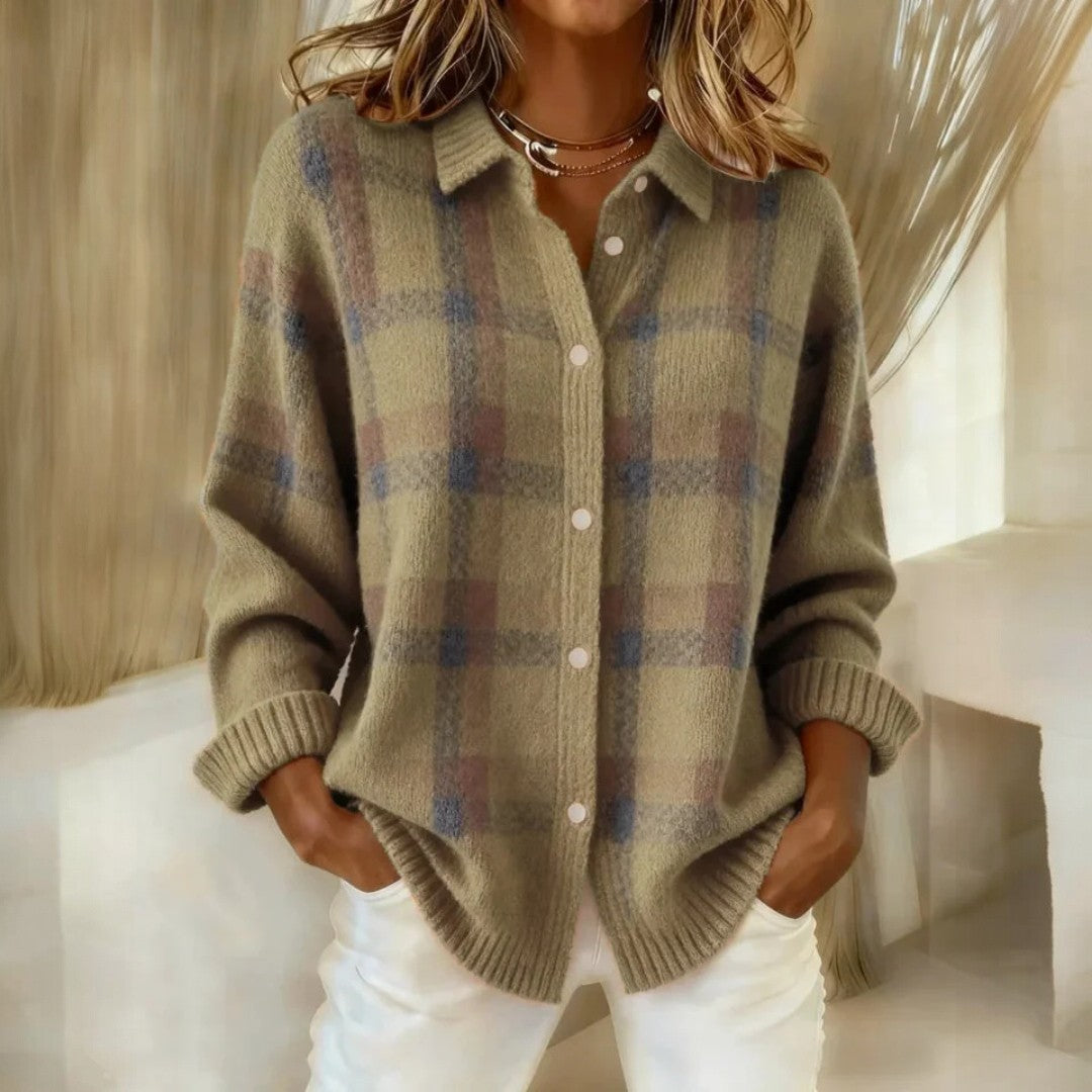Cardigan oversize casual da donna con maniche lunghe e bottoni
