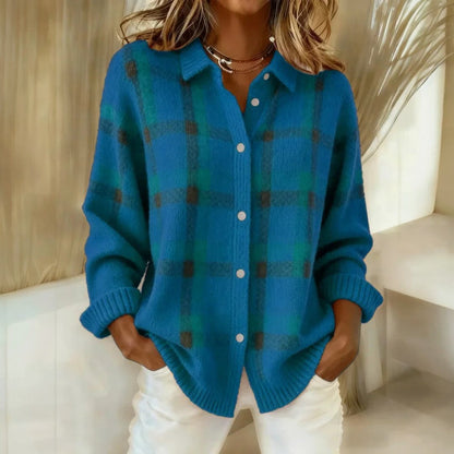 Cardigan oversize casual da donna con maniche lunghe e bottoni