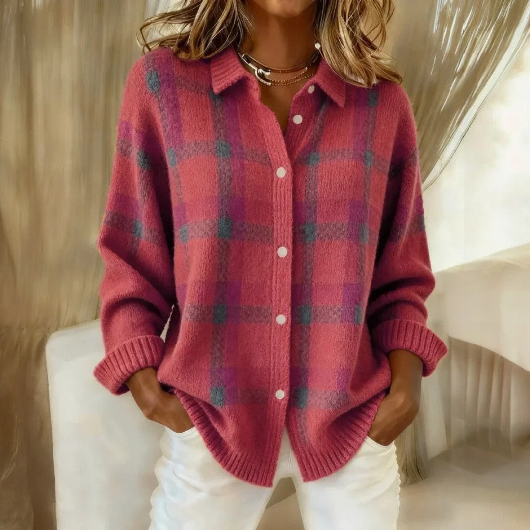 Cardigan oversize casual da donna con maniche lunghe e bottoni
