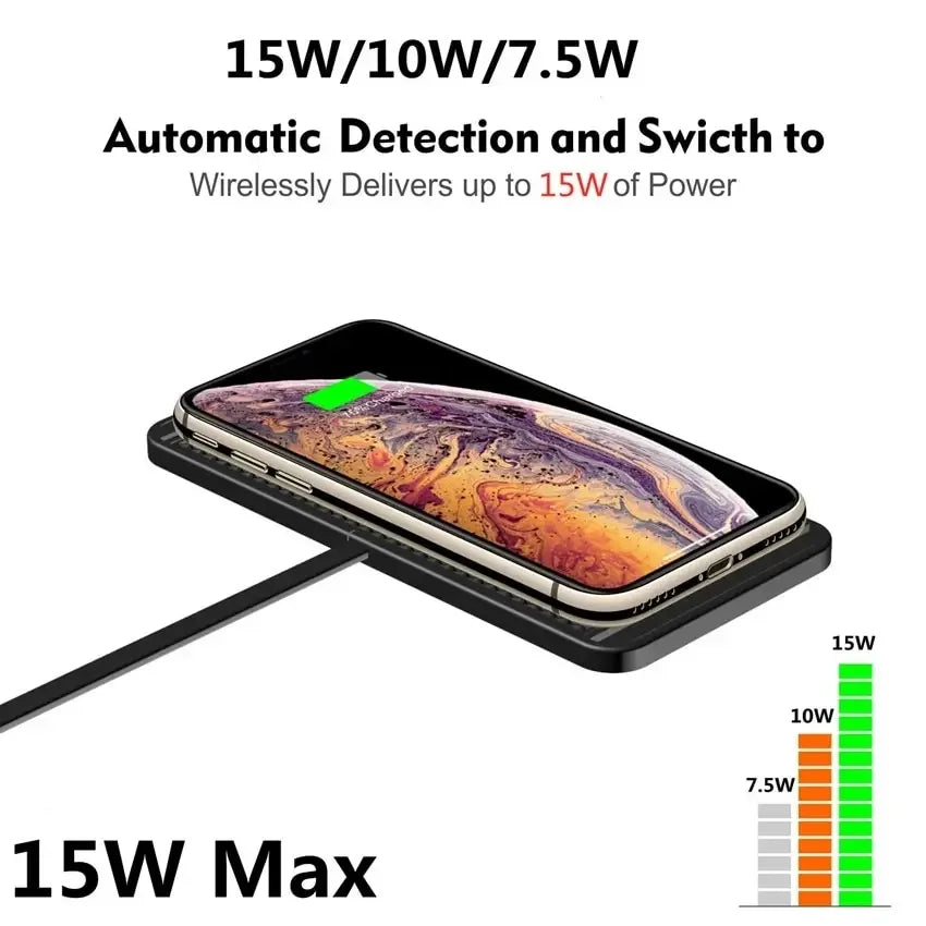 Caricatore Wireless Voltigo 15 W – Base di Ricarica Rapida Antiscivolo Ultra-Sottile