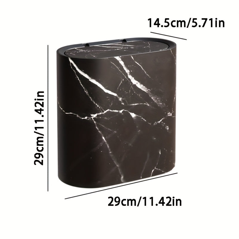 Cestino Effetto Marmo con Coperchio per Bagno e Cucina