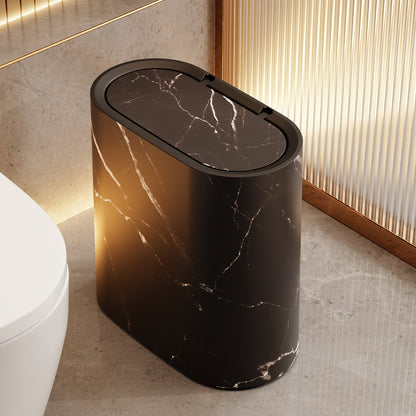 Cestino Effetto Marmo con Coperchio per Bagno e Cucina