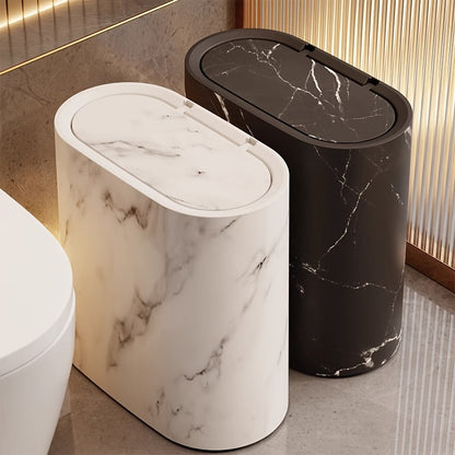 Cestino Effetto Marmo con Coperchio per Bagno e Cucina