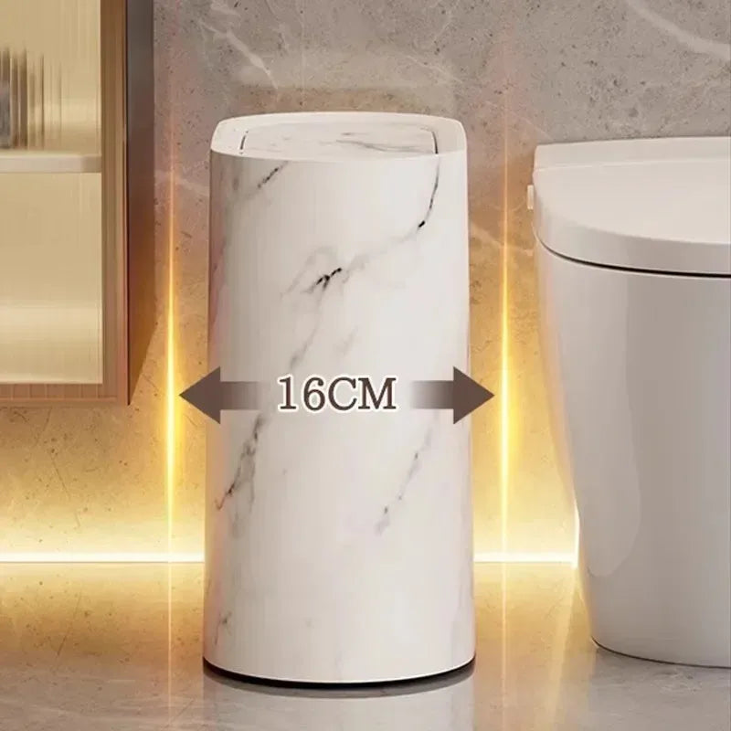 Cestino nordico effetto marmo con coperchio a pressione