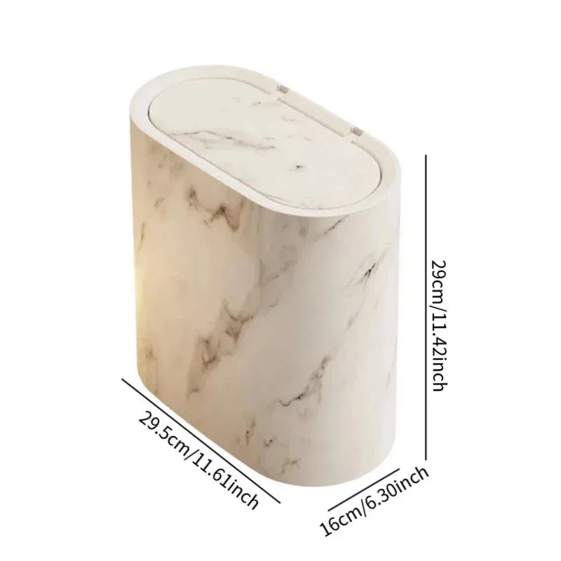 Cestino nordico effetto marmo con coperchio a pressione