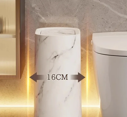 Cestino nordico effetto marmo con coperchio a pressione