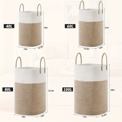 Cesto Portabiancheria Intrecciato Extra Large - Spazio per Tutte le Tue Cose, Resistente e Pratico