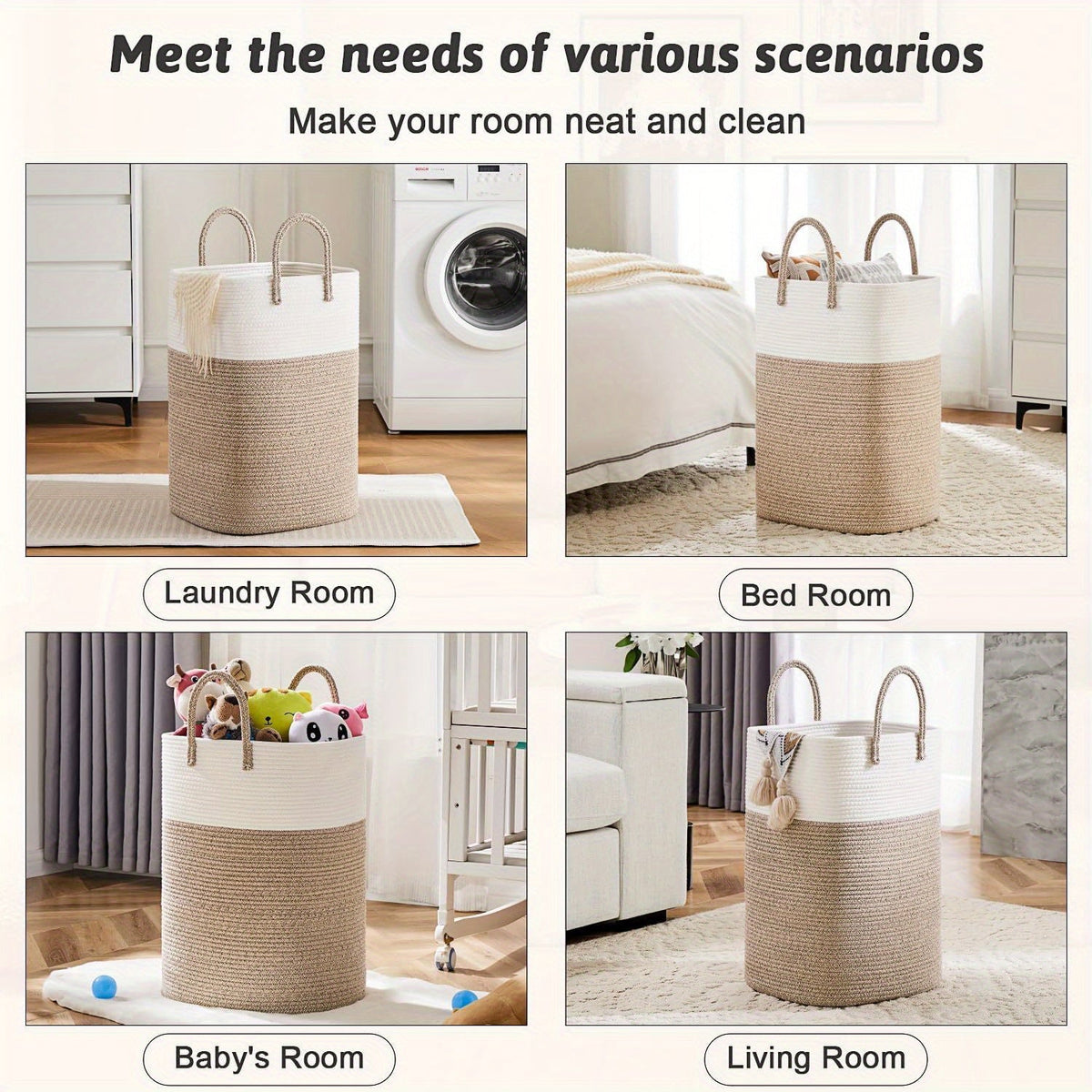 Cesto Portabiancheria Intrecciato Extra Large - Spazio per Tutte le Tue Cose, Resistente e Pratico