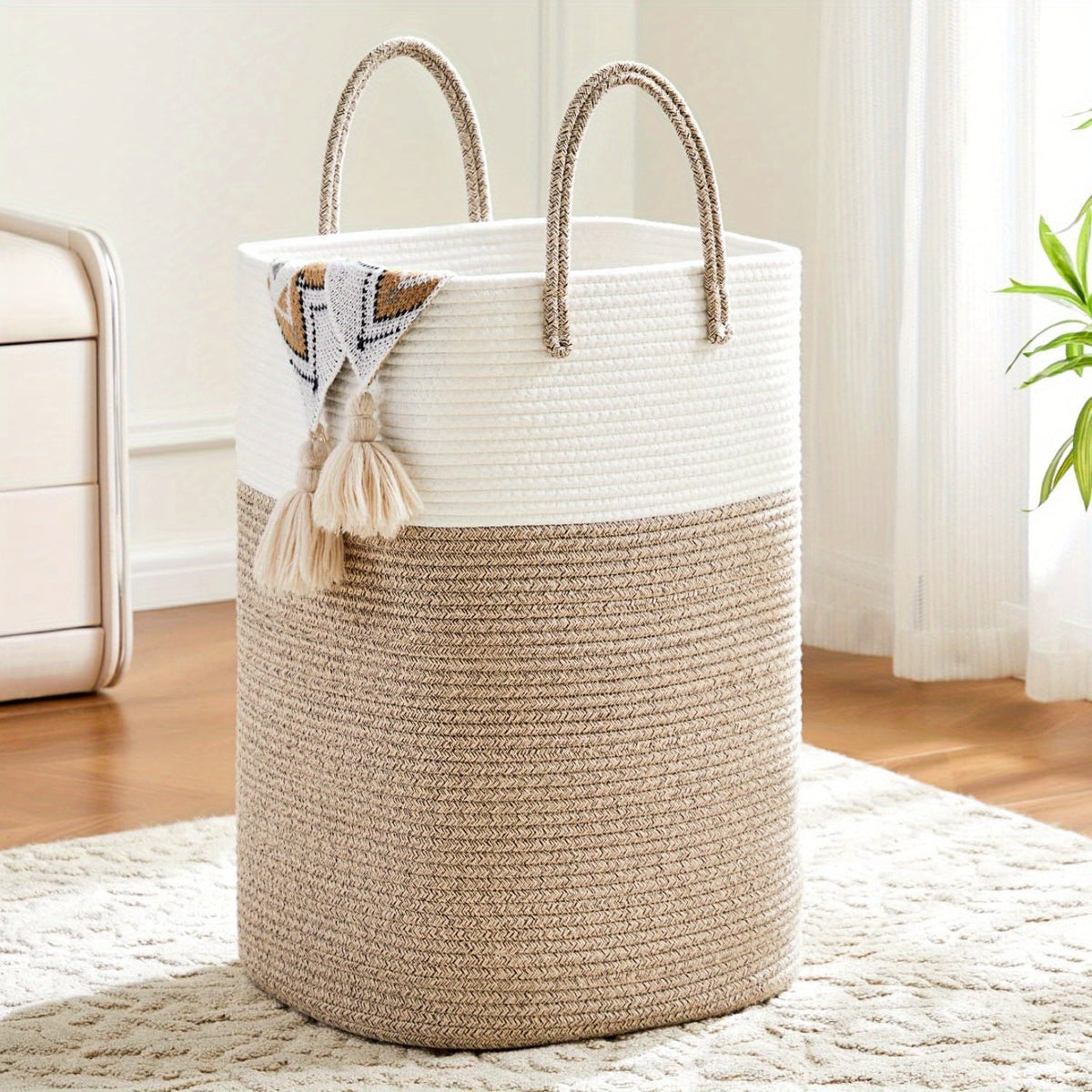 Cesto Portabiancheria Intrecciato Extra Large - Spazio per Tutte le Tue Cose, Resistente e Pratico