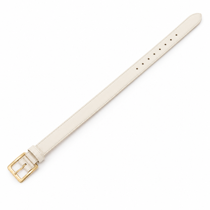 Cintura crema con fibbia dorata 3,5 cm unisex