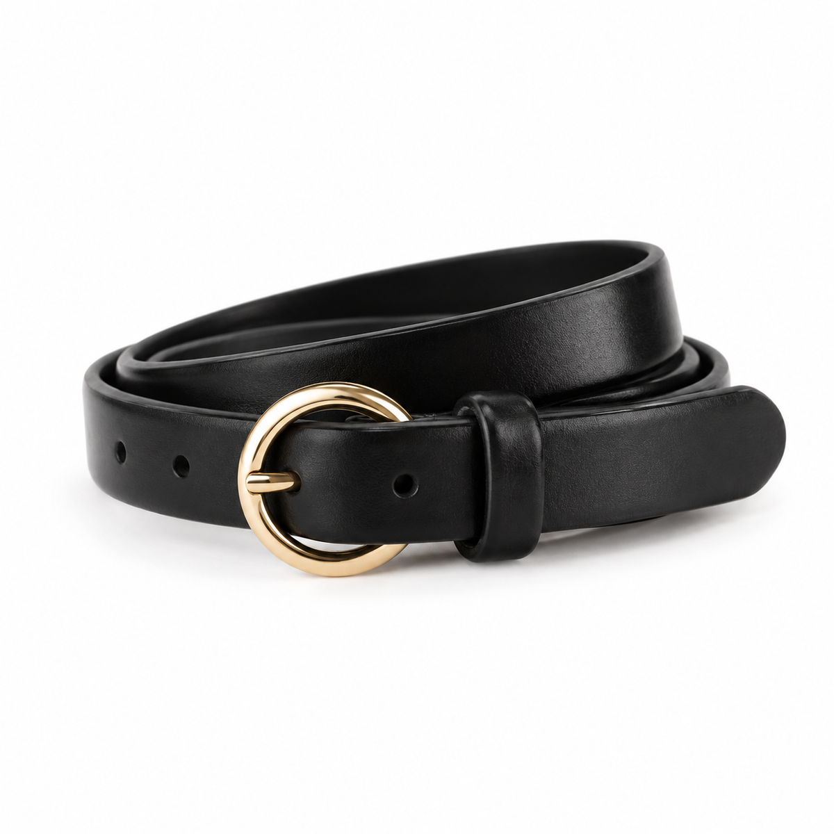 Cintura nera con fibbia dorata 3 cm unisex in pelle vegana Rassivo