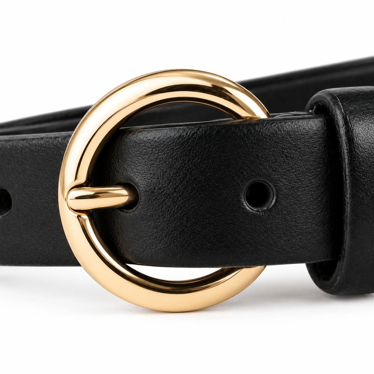 Cintura nera con fibbia dorata 3 cm unisex in pelle vegana Rassivo