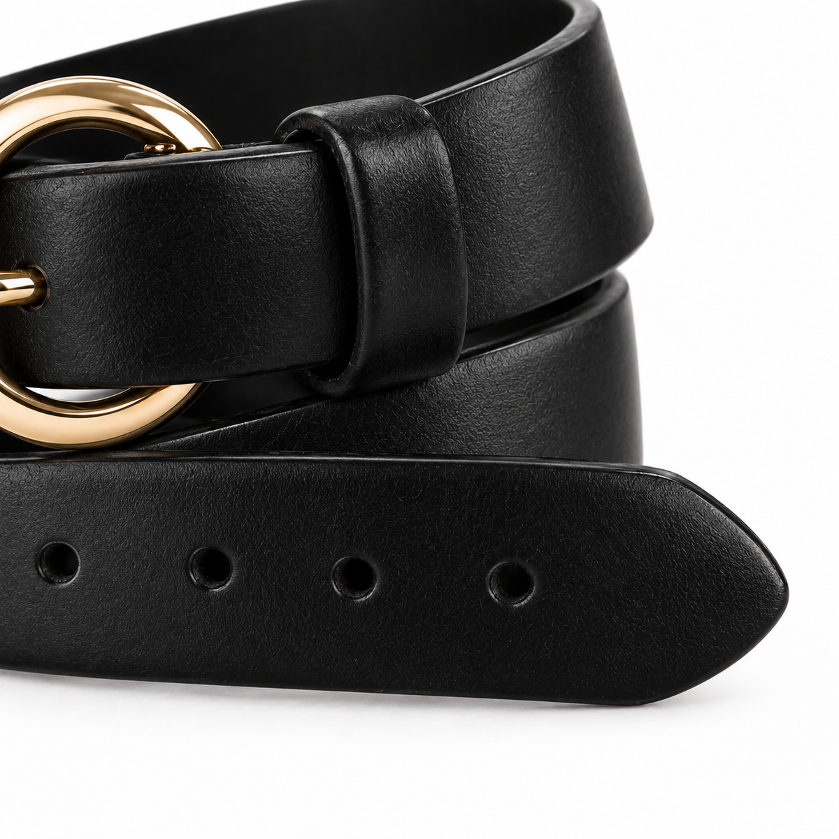 Cintura nera con fibbia dorata 3 cm unisex in pelle vegana Rassivo