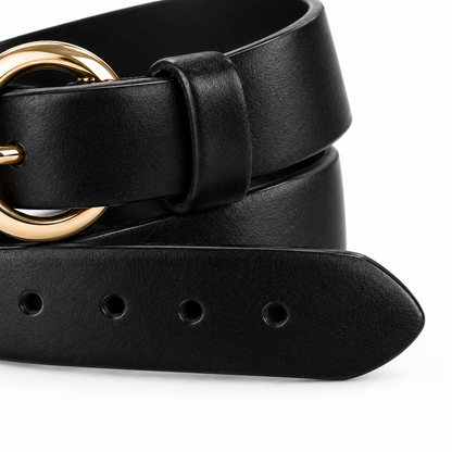 Cintura nera con fibbia dorata 3 cm unisex in pelle vegana Rassivo