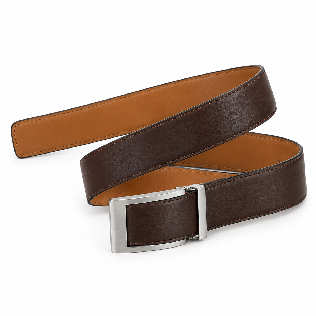 Cintura reversibile 3,5 cm marrone e marrone chiaro due cinture in una