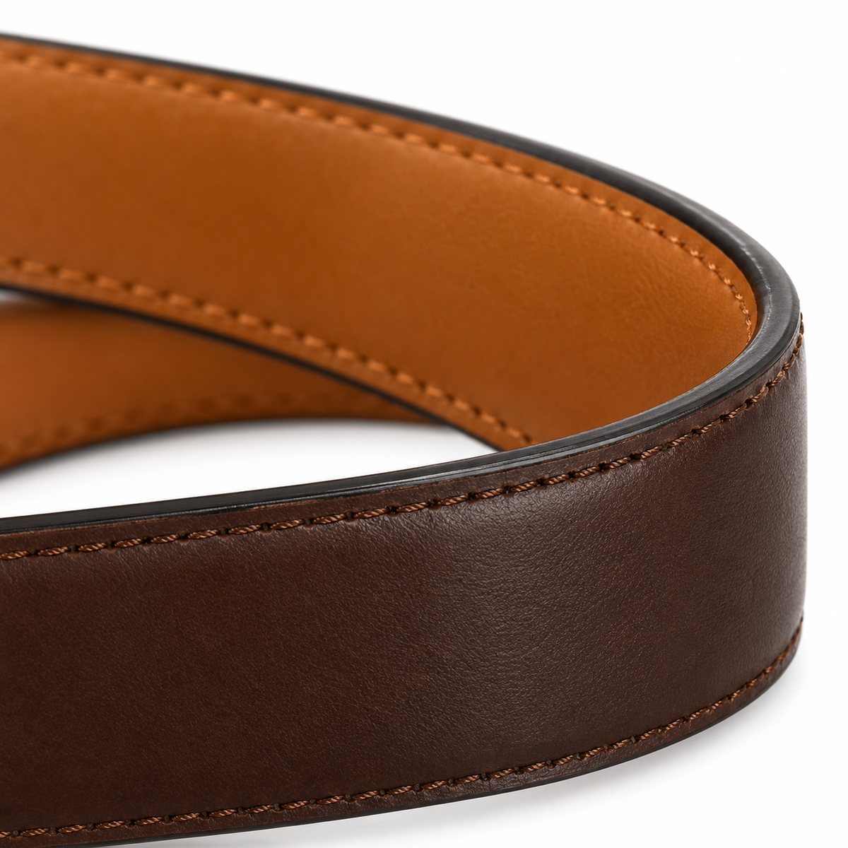 Cintura reversibile 3,5 cm marrone e marrone chiaro due cinture in una