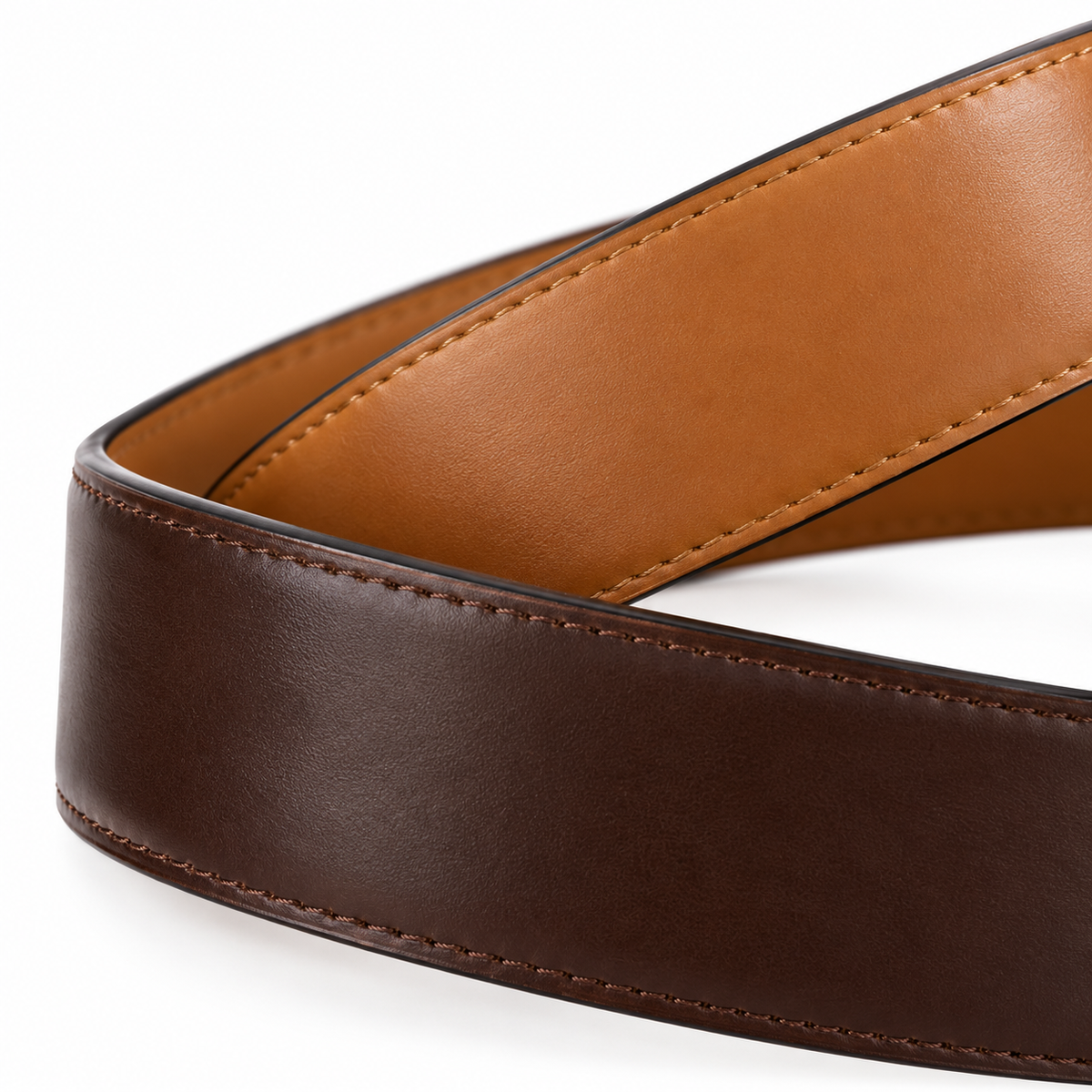 Cintura reversibile 3,5 cm marrone e marrone chiaro due cinture in una